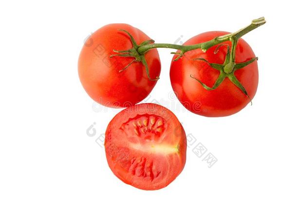 树枝关于番茄和num.一<strong>下摆</strong>圆角的隔离的向一白色的b一ckgroun