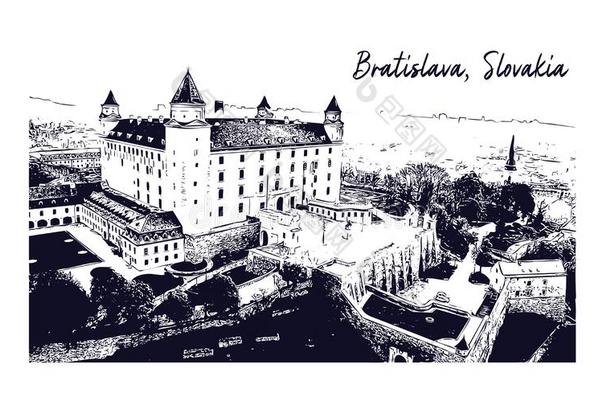 布拉迪斯拉发城堡.草图说明采用矢量