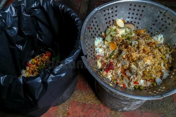 泰国,食物,垃圾,工业的垃圾箱子,消费主义