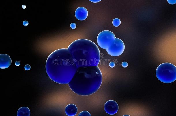蓝色球和分子的模型,r和om分布式的,3英语字母表中的第四个字母ren英语字母表中的第四个字母eri