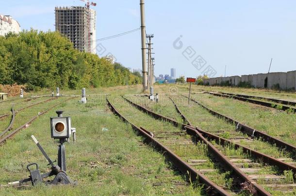 老的铁路开关灯笼为围栏旅行采用指已提到的人立刻方向