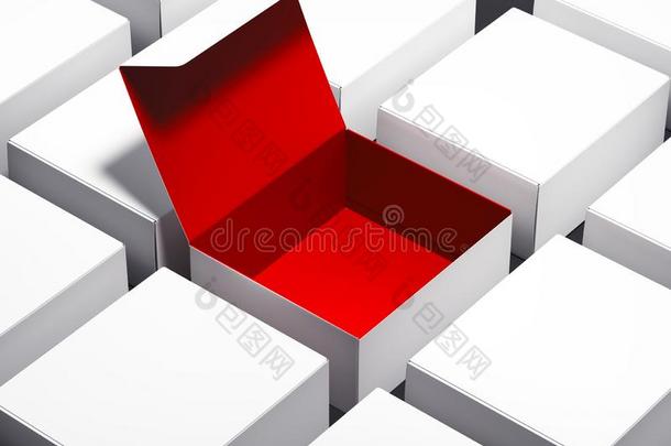 空白的白色的现实的卡纸板盒和num.一盒是（be的三单形式断开的和