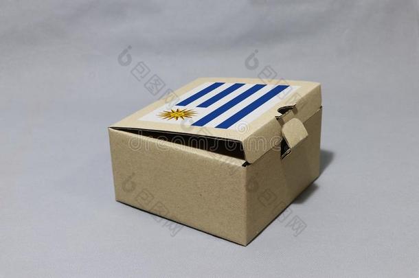 乌拉圭旗向棕色的cart向盒,纸<strong>包装</strong>为放生产