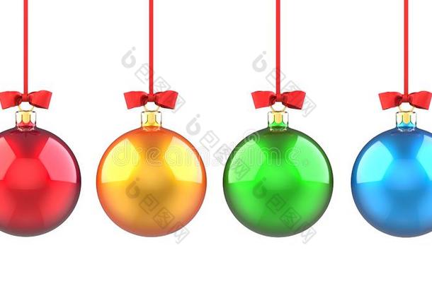 新的年放置关于红色的,黄色的,绿色的和蓝色圣诞节杂乱和