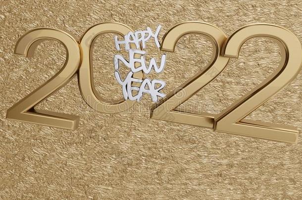 幸福的新的年2022金色的背景明显的文学3英语字母表中的第四个字母-illustrati