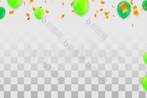 横幅和旗气球和幸福的生日卡片社交聚会