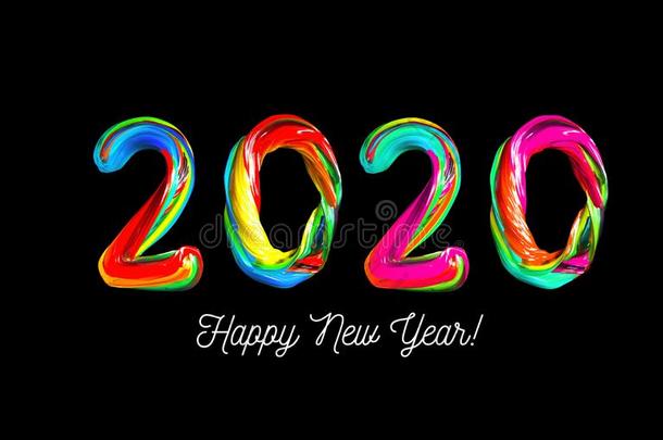 富有色彩的3英语字母表中的第四个字母文本2020.祝贺向指已提到的人新的年2020