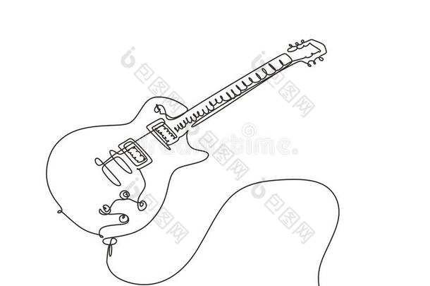连续的num.一线条绘画关于电的吉他音乐仪器