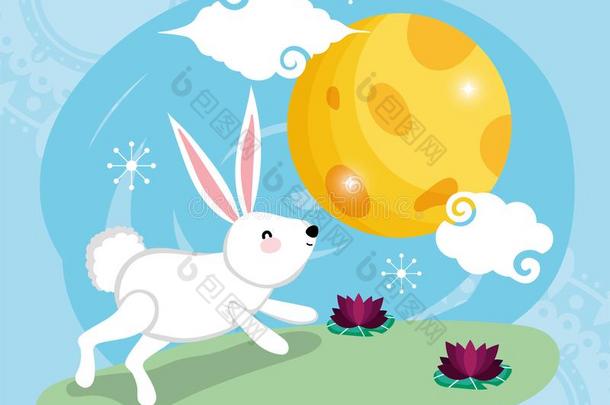 兔子幸福的月亮节日影像