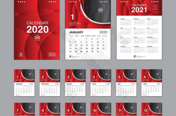放置书桌日历2020矢量,日历2021设计,一星期开始
