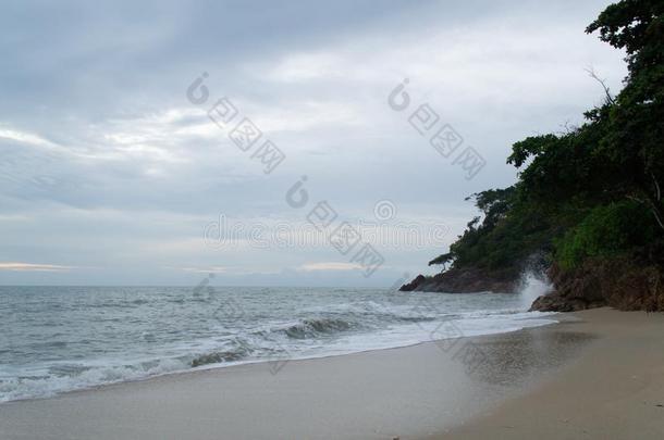 美丽的沙的热带的海滩.岛青稞酒,泰国