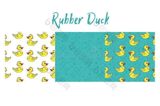 橡胶鸭子模式和签关于黄色的有趣的鸭子s