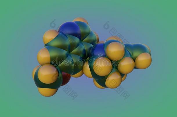 空间-装满分子的模型关于奎宁.它是（be的三单形式一medic一tion使用