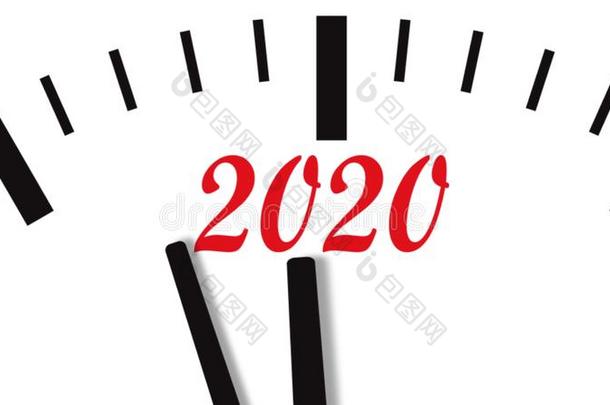 新的年2020钟.钟倒数读秒向2020.