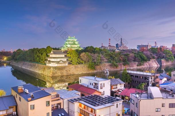 名古屋,黑色亮漆城市风光照片和城堡