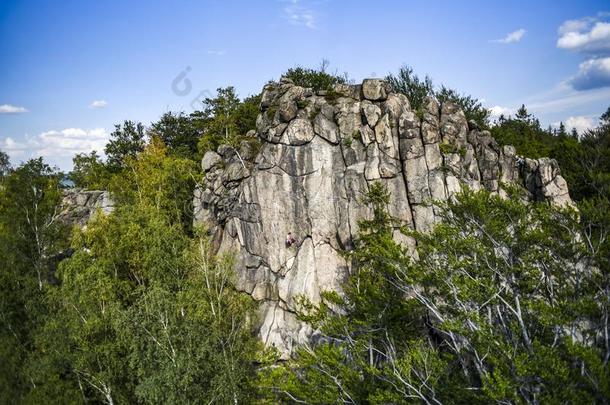 风景关于猎鹰,岩石攀登的地区采用波兰