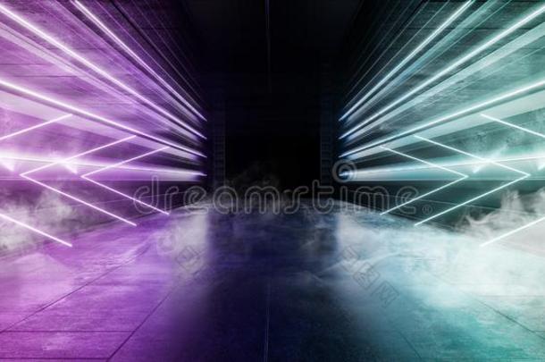 烟氖激光指针灼热的紫色的蓝色三角形走廊