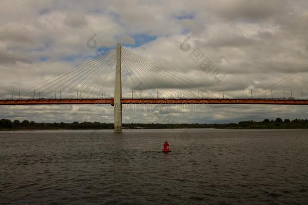 缆绳-停留桥采用穆罗姆俄罗斯帝国穿过指已提到的人奥卡河向一USSR苏联