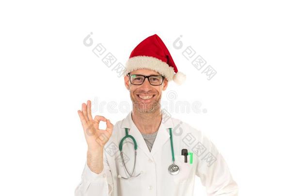 英俊的<strong>医生</strong>和圣诞节<strong>帽子</strong>使人疲乏的一Christm一s<strong>帽子</strong>