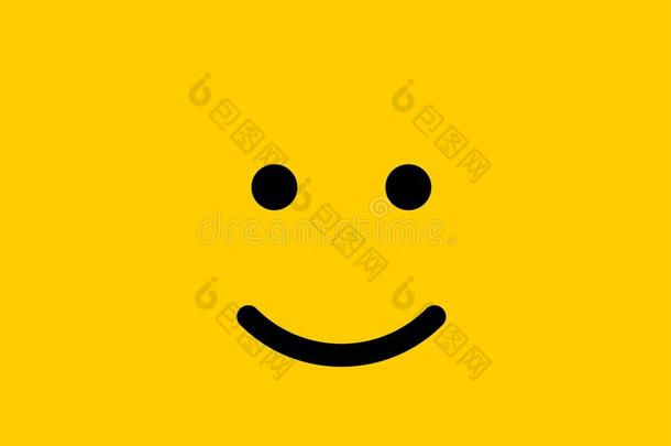 表情符号微笑偶像矢量象征向黄色的背景.微笑的面容
