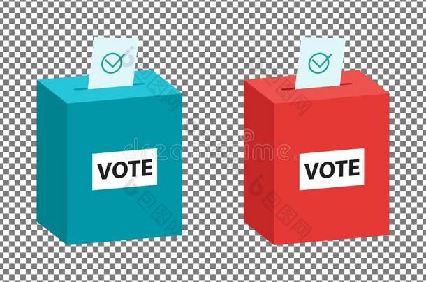 等大的投票采用一投票盒,红色的一nd绿色的.