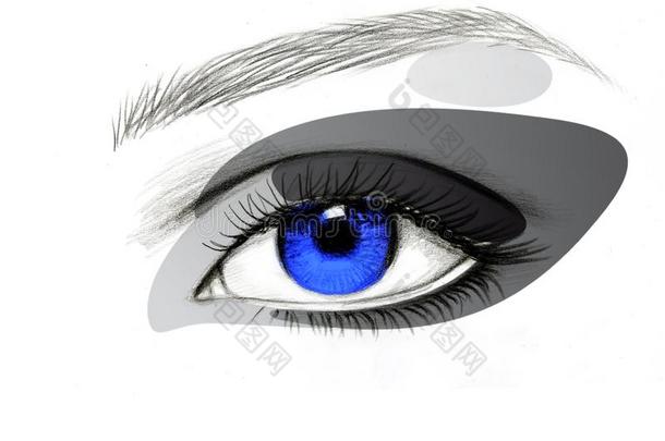 集中技术的化妆蓝色眼睛