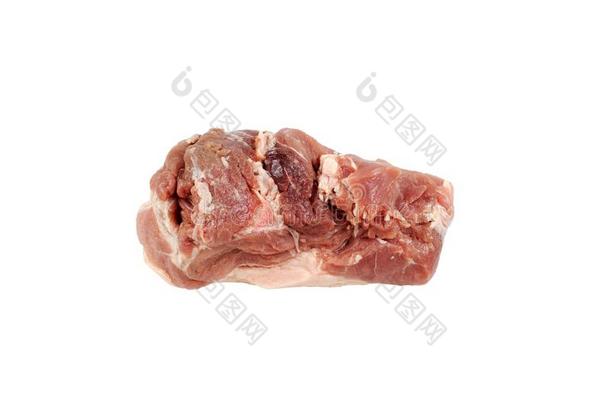 新鲜的猪猪肉隔离的向指已提到的人白色的背景
