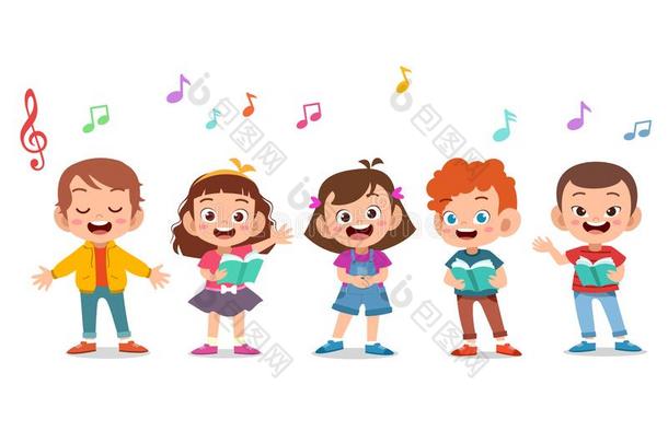 漫画组关于孩子们唱歌采用指已提到的人学校教堂的唱诗班