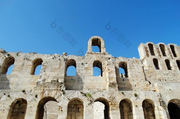 剧场关于希律德斯上鼓室采用古希腊城市的卫城小山采用雅典,希腊.