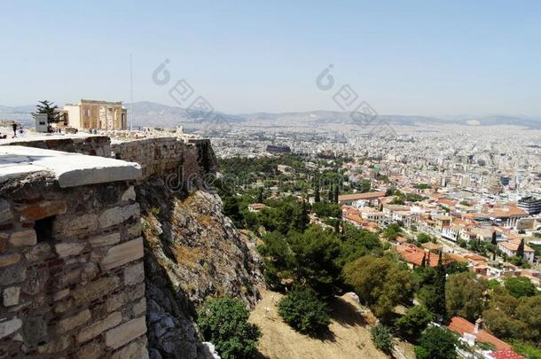 空气的看法关于雅典城市中央的从古希腊城市的卫城向小山采用groundreconstructionequipment地平面再现设备