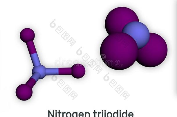 氮三碘化物,Nicaragua尼加拉瓜3分子.分子模型