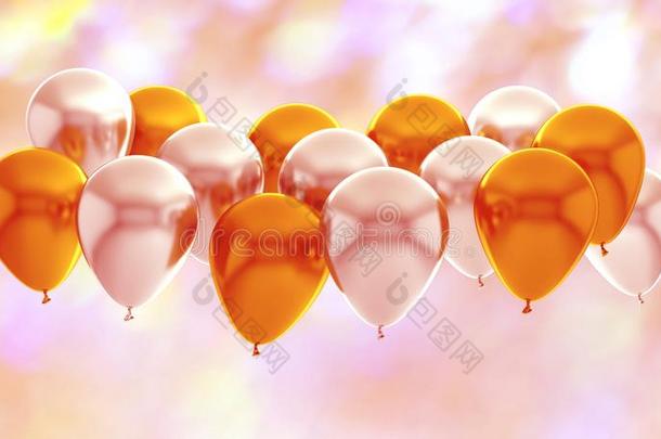 气球金金en白色的生日背景社交聚会