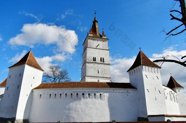 中古的加强的白色的-有围墙的教堂哈曼