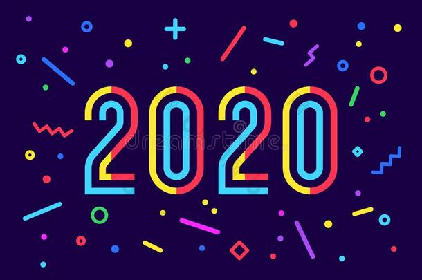 2020,幸福的新的年.招呼卡片幸福的新的年2020