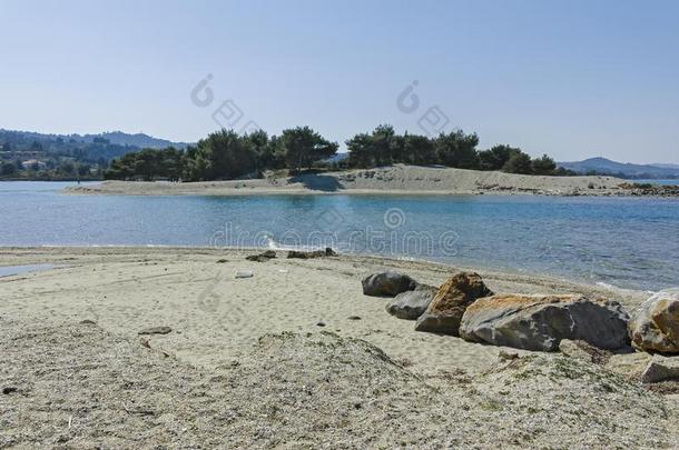 环礁湖海滩在卡桑德拉半岛半岛,<strong>哈尔</strong>基季基半岛,希腊