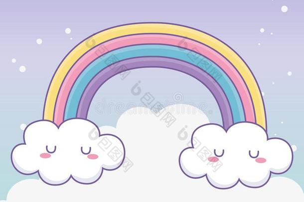 彩虹和云漫画矢量设计