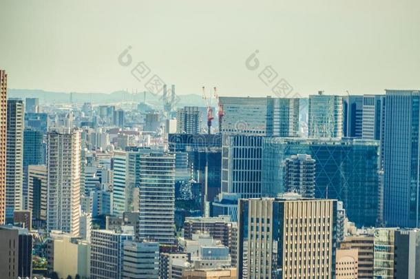 东京城镇的风景看见从指已提到的人世界贸易中心海滨顶