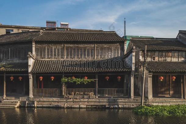 中国人建筑学在旁边河采用老的<strong>城镇</strong>关于南浔,Ch采用a