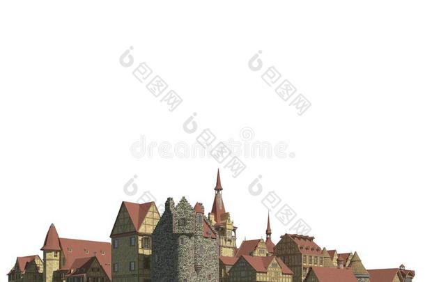 中古的城市风光照片隔离的向白色的背景3英语字母表中的第四个字母Illustrati向