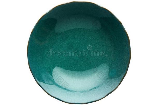 空的制陶术<strong>盘子</strong>,典型的蓝色-绿色的<strong>盘子</strong>,看法从在上面
