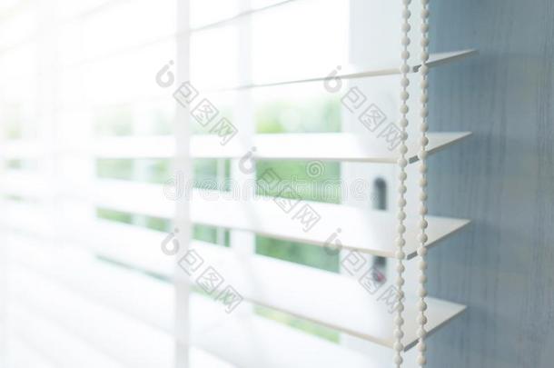 白色的滚筒窗帘或天窗帘在指已提到的人玻璃窗