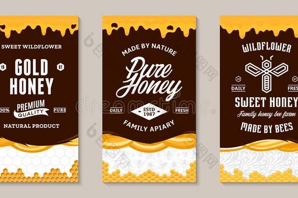 蜂蜜标签和包装设计样板