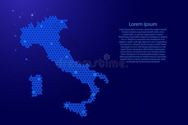 意大利地图抽象的纲要的从蓝色三角形反复的手法灵巧