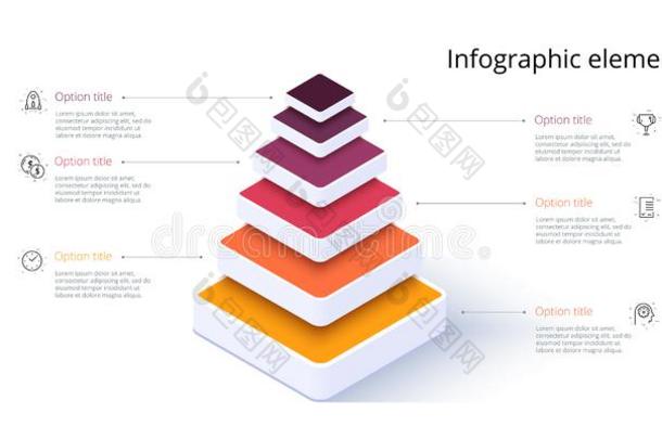 商业金字塔图表信息图表和6级别.金字<strong>塔形</strong>的成年牡鹿