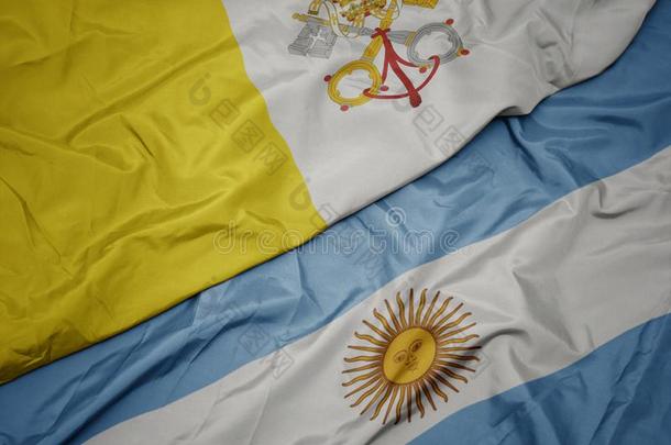 波浪状的富有色彩的<strong>旗</strong>关于阿根廷和国家的<strong>旗</strong>关于梵蒂冈英语字母表的第3个字母