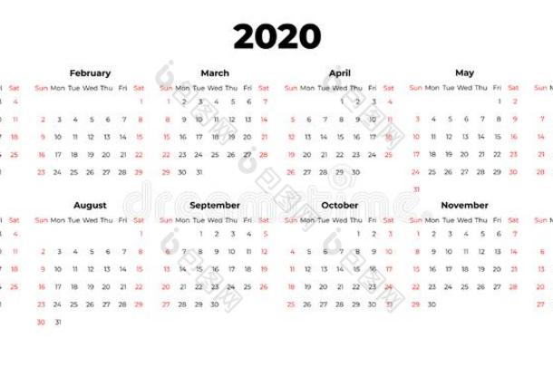 2020日历矢量样板.抽象的空的隔离的放置2020