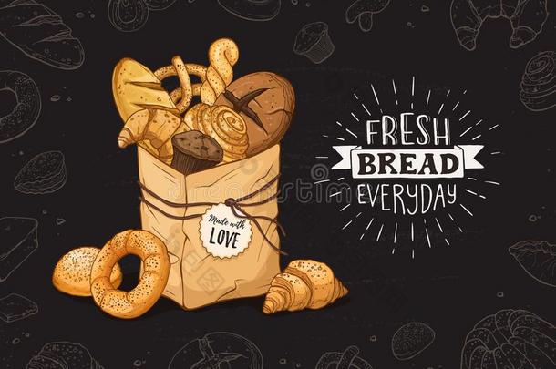 新鲜的面包海报矢量净化