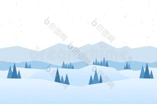 冬下雪的<strong>山</strong>风景<strong>和松树和</strong>小<strong>山</strong>