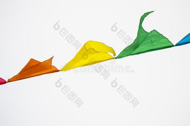 富有色彩的三角形旗装饰为狂欢节和假日hang-upinterrupt意外中断
