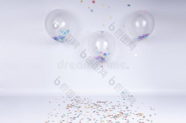 生日庆祝阶段和透明的气球和孔子
